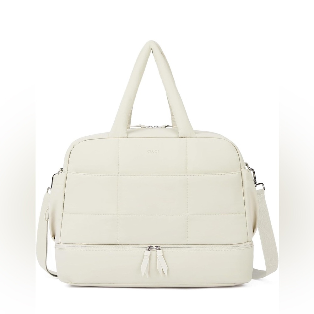 CLUCI Duffle Bag for Travel,Carry on Bag with Shoe Compartment,Puffer Tote Bag